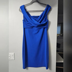 Lauren Ralph Lauren Blue Crepe Cocktail Dress Size 12 Elegant Party Dress